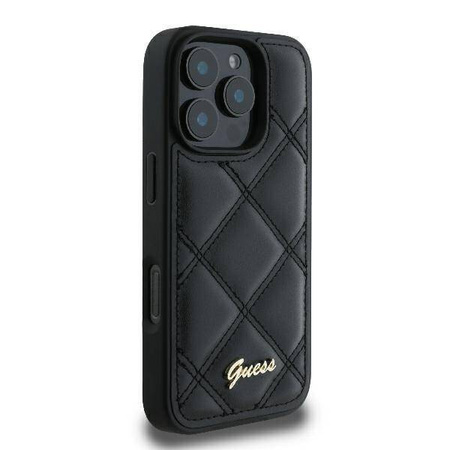 Guess GUHCP16LPSQSQSK iPhone 16 Pro 6.3" czarny/black hardcase Quilted Metal Logo