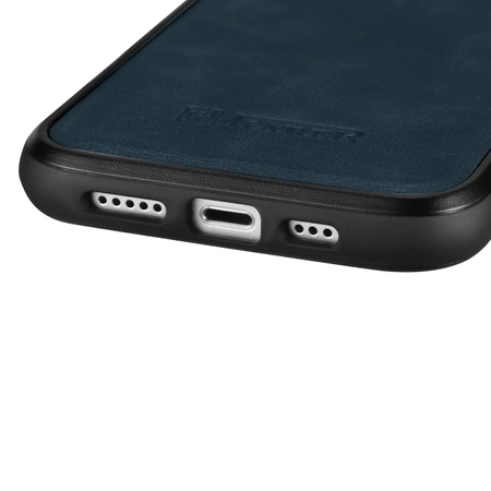 iCarer Leather Oil Wax etui pokryte naturalną skórą do iPhone 14 niebieski (WMI14220717-BU)