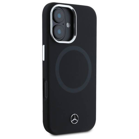 Oryginalne Etui IPHONE 16 Mercedes Hardcase Silicone Tonal Logo MagSafe (MEHMP16S23SUTTK) czarne