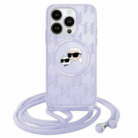 Karl Lagerfeld KLHMP15XHCKCKLCU iPhone 15 Pro Max 6.7" fioletowy/purple hardcase IML Crossbody Monogram Karl & Choupette Head MagSafe