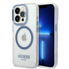 Guess nakładka do iPhone 13 Pro Max 6,7" GUHMP14XHTRMB niebieska HC Magsafe Metal Outline