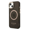 Original Handyhülle IPHONE 13 Guess Hard Case Gold Outline Translucent MagSafe (GUHMP13MHTCMK) schwarz