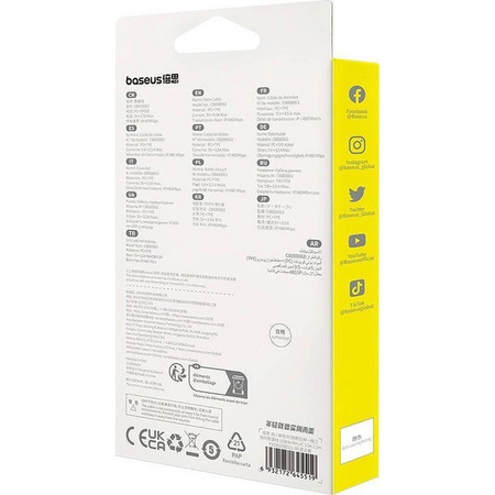 BASEUS zwijany kabel USB do Micro/Lightning/Typ C 3w1 Leo 3.5A 1.1m fioletowy CB000063