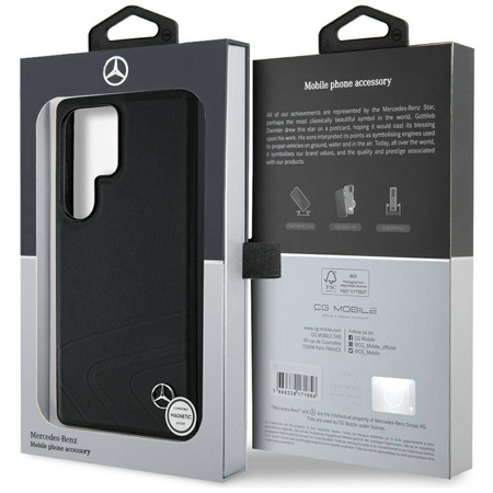 Original Case SAMSUNG GALAXY S25 ULTRA Mercedes Leather Horizontal Debossed Curves MagSafe black
