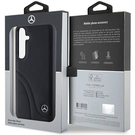 Oryginalne Etui MERCEDES hardcase Leather Curved Stitches MEHCS24S23RBCSK do Samsung Galaxy S24 Czarny