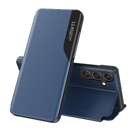 Eco Leather View Case elegante Hülle mit Klappe und Standfunktion für Samsung Galaxy A36 - Blau