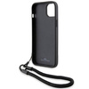 BMW Signature Leder-Wordmark-Cord-Hülle für iPhone 15 Plus / 14 Plus – Schwarz