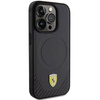 Ferrari Carbon Metal Logo MagSafe-Hülle für iPhone 15 Pro – Schwarz
