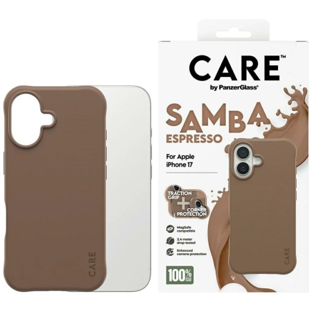 Etui CARE by PanzerGlass Fashionable Samba MagSafe na iPhone 17 - brązowe