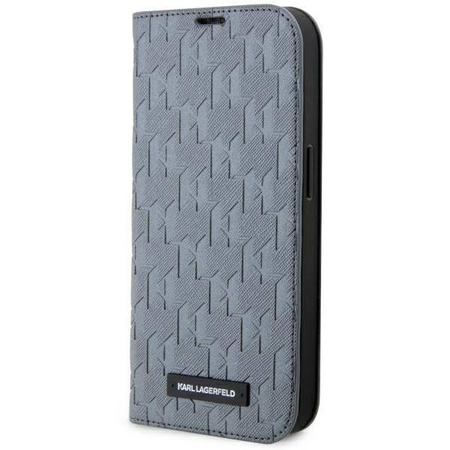 Karl Lagerfeld KLBKP14LSAKLHPG iPhone 14 Pro 6,1" Bücherregal Silber/Silber Saffiano-Monogramm