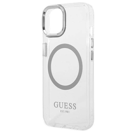 Guess Metal Outline MagSafe - Etui iPhone 14 (przezroczysty)