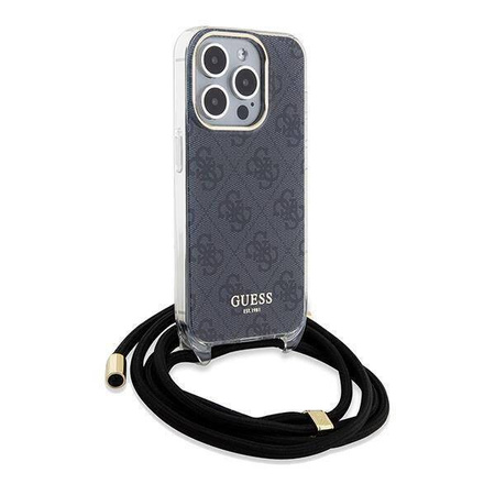 Guess nakładka do iPhone 15 Pro 6,1&quot; GUHCP15LHC4SEK HC CROSSBODY CORD 4G PRINT czarna