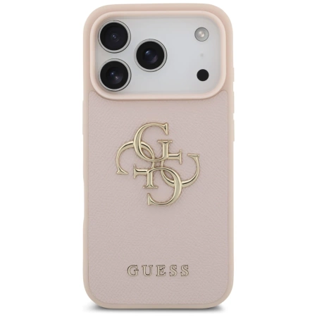 Guess Grained Big 4G & Classic Logo iPhone 17 Pro Hülle - Rosa