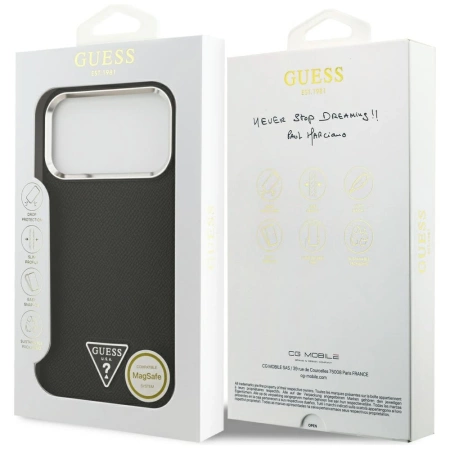 Guess Grained Triangle Logo MagSafe case for iPhone 17 Pro Max - black