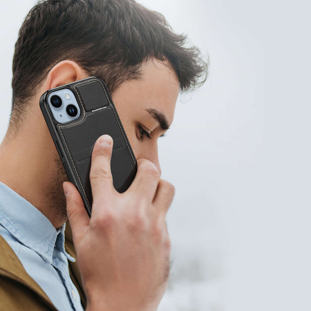 3-in-1-Hülle für iPhone 14 Plus mit MagSafe Wallet RFID-blockierender Ständer Dux Ducis Rafi Mag – Schwarz