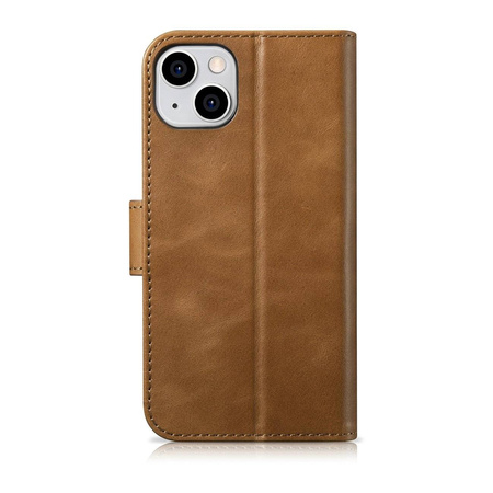 iCarer Oil Wax Wallet Case 2in1 case iPhone 14 Plus Leather Flip Cover Anti-RFID brown (WMI14220723-TN)