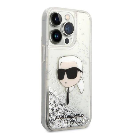 Karl Lagerfeld Liquid Glitter NFT Karl's Head - Etui iPhone 14 Pro (srebrny)