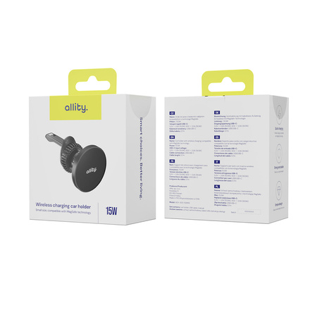 Allity uchwyt samochodowy do kratki ACH-300 magnetyczny z ładowaniem bezprzewodowym czarny 15W