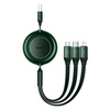 Baseus Bright Mirror 2 einziehbares Kabel 3in1 USB Typ A - Micro USB + Lightning + USB Typ C 3.5A 1.1m grün (CAMJ010006)