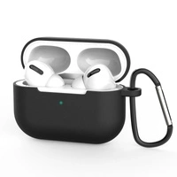 Case für AirPods Pro 2 / AirPods Pro Silikon-Softcase für Kopfhörer + Schlüsselanhänger Karabinerverschluss-Anhänger schwarz (Case D)