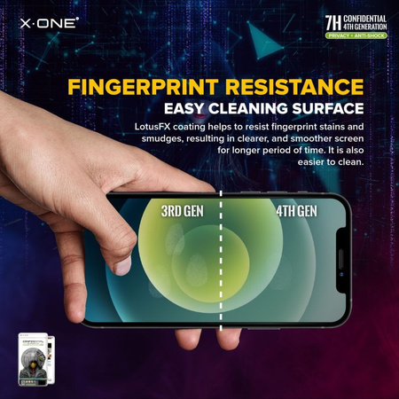 Szkło hartowane X-ONE Extreme Shock Eliminator 4th gen. Privacy - do iPhone 14 Pro