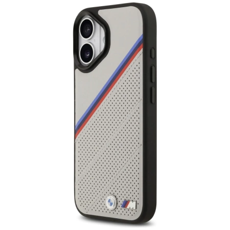 BMW M Tricolor Metal Logo MagSafe Case für iPhone 17 – Grau