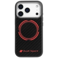 Audi RSQ Carbon Fiber Sport Red Circle MagSafe Case für iPhone 17 Pro - Schwarz