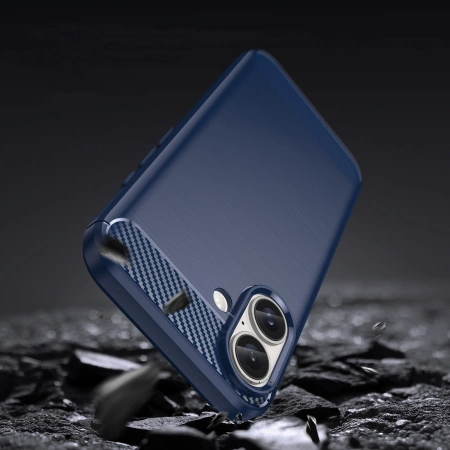 Carbon Case for iPhone 16 Silicone Case - Blue
