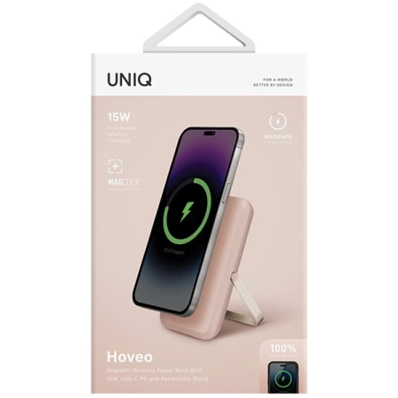 Powerbank Uniq Hoveo magnetic 5000mAh USB-C 20W PD - pink