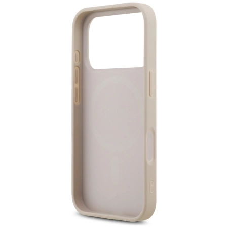 Etui Guess Leather 4G Triangle Strass MagSafe na iPhone 17 Pro - różowe