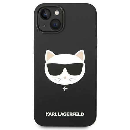 Original Handyhülle IPHONE 14 PLUS Karl Lagerfeld Hardcase Silicone Choupette Head Magsafe schwarz