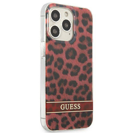 Etui IPHONE 13 PRO Guess Hardcase Leopard (GUHCP13LHSLEOR) czerwone