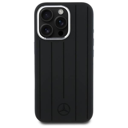Original Case IPHONE 16 PRO Mercedes Hardcase Silicone Vertical Tonal Stripes MagSafe (MEHMP16L23SUVSK) black
