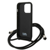 Original Case IPHONE 13 PRO Karl Lagerfeld Hardcase Leather Monogram Patch And Cord Iconik (KLHCP13LCMNIPK) black