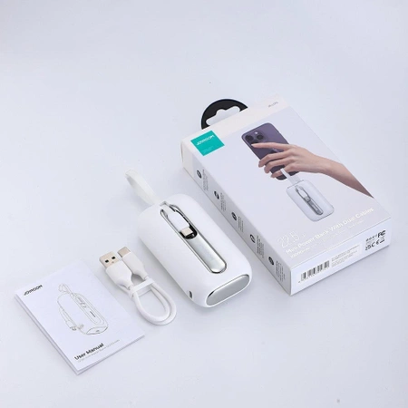 Joyroom mini powerbank 10000mAh Colorful Series 22.5W with 2 built-in USB C and Lightning cables white (JR-L012)