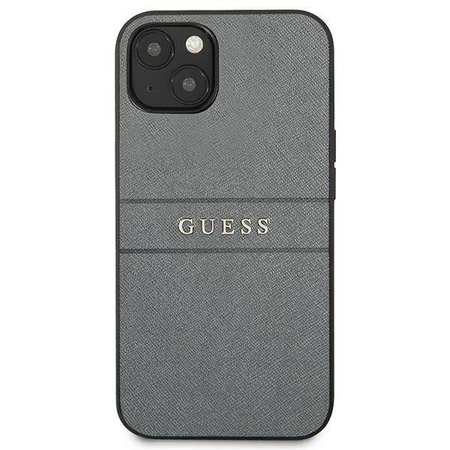 Guess nakładka do iPhone 13 Mini 5,4" GUHCP13SPSASBGR szary Saffiano Strap