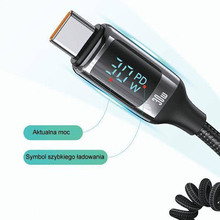 Ładowarka Samochodowa USAMS C37 1xUSB+1xUSB-C 60W + kabel USB-C 30W PD+QC Fast Charge czarny/black CC192CC01 (US-CC192)