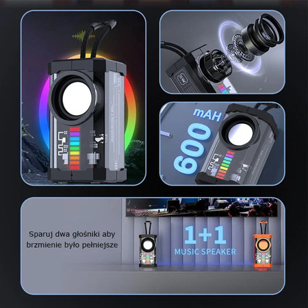 GŁOŚNIK BLUETOOTH PRZEŹROCZYSTY SOMOSTEL H607 PAROWANIE STEREO