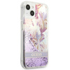 Guess GUHCP13SLFLSU iPhone 13 mini 5,4 "violett / lila Hardcase Flower Liquid Glitter