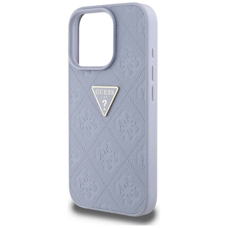 Schutzhülle IPHONE 16 PRO MAX Guess Hot Stamp 4G Pattern Triangle Metal Logo violett
