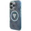 Etui Guess IML Metal Glitter 4G Circle Triangle MagSafe na iPhone 16 Pro Max - niebieskie