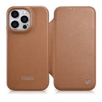iCarer CE Premium Leather Folio Case skórzane etui iPhone 14 Pro z klapką magnetyczne MagSafe brązowy (WMI14220714-BN)