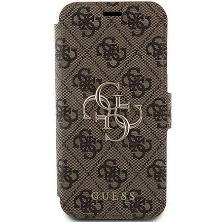 Original Case APPLE IPHONE 15 PRO MAX Guess Book 4G Metal Gold Logo (GUBKP15X4GMGBR) brown