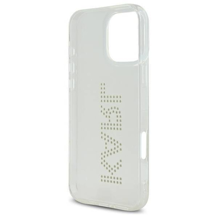 Original Handyhülle IPHONE 16 PRO MAX Karl Lagerfeld Hardcase IML Rhinestones Logo (KLHCP16XHKLSTDCT) transparent