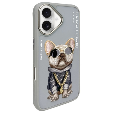 Nimmy etui iPhone 16 6.1" szary/gray      Glasses Cool Dog