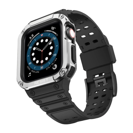 Protect Strap Band for Apple Watch 38/40/41mm Armored Case Strap - Black, Silver