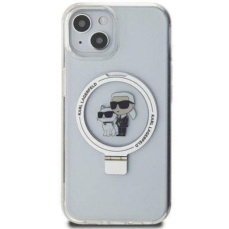Original Case IPHONE 13 / 14 / 15 Karl Lagerfeld Hardcase Ring Stand Karl&Choupettte MagSafe white