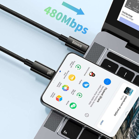 Kabel USB C – USB C 480 Mbit/s 240 W 1 m Baseus Tungsten Gold CAWJ040101 – Schwarz