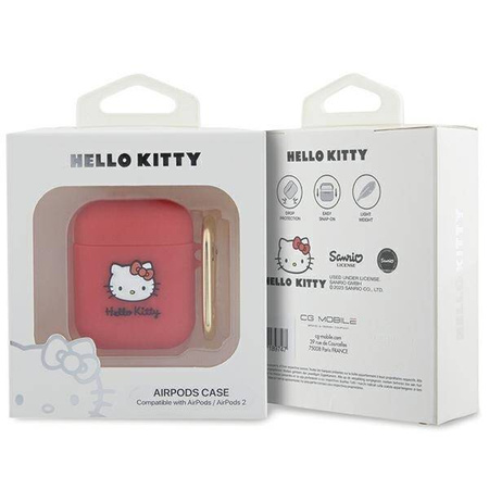 Hello Kitty Silikon 3D Kitty Head Hülle für AirPods 1/2 – Fuchsia