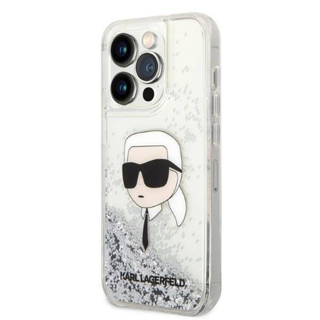 Karl Lagerfeld Liquid Glitter NFT Karl's Head - Etui iPhone 14 Pro Max (srebrny)